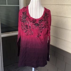 Maurice’s Premium Red/Burgundy Ombré Top Size L